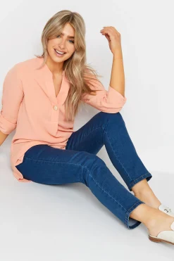 M&Co Womens M&Co Pink Statement Button Tab Sleeve Shirt