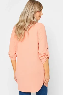M&Co Womens M&Co Pink Statement Button Tab Sleeve Shirt