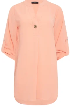 M&Co Womens M&Co Pink Statement Button Tab Sleeve Shirt