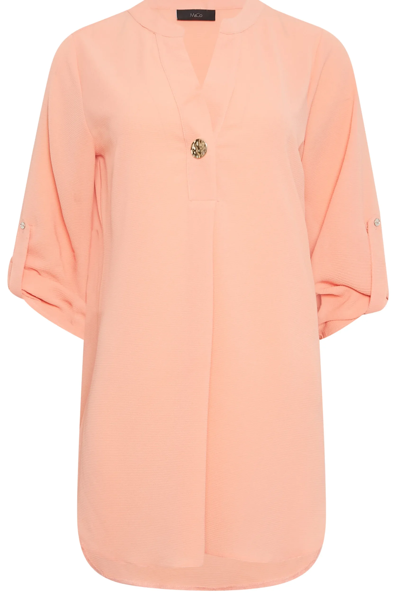 M&Co Womens M&Co Pink Statement Button Tab Sleeve Shirt
