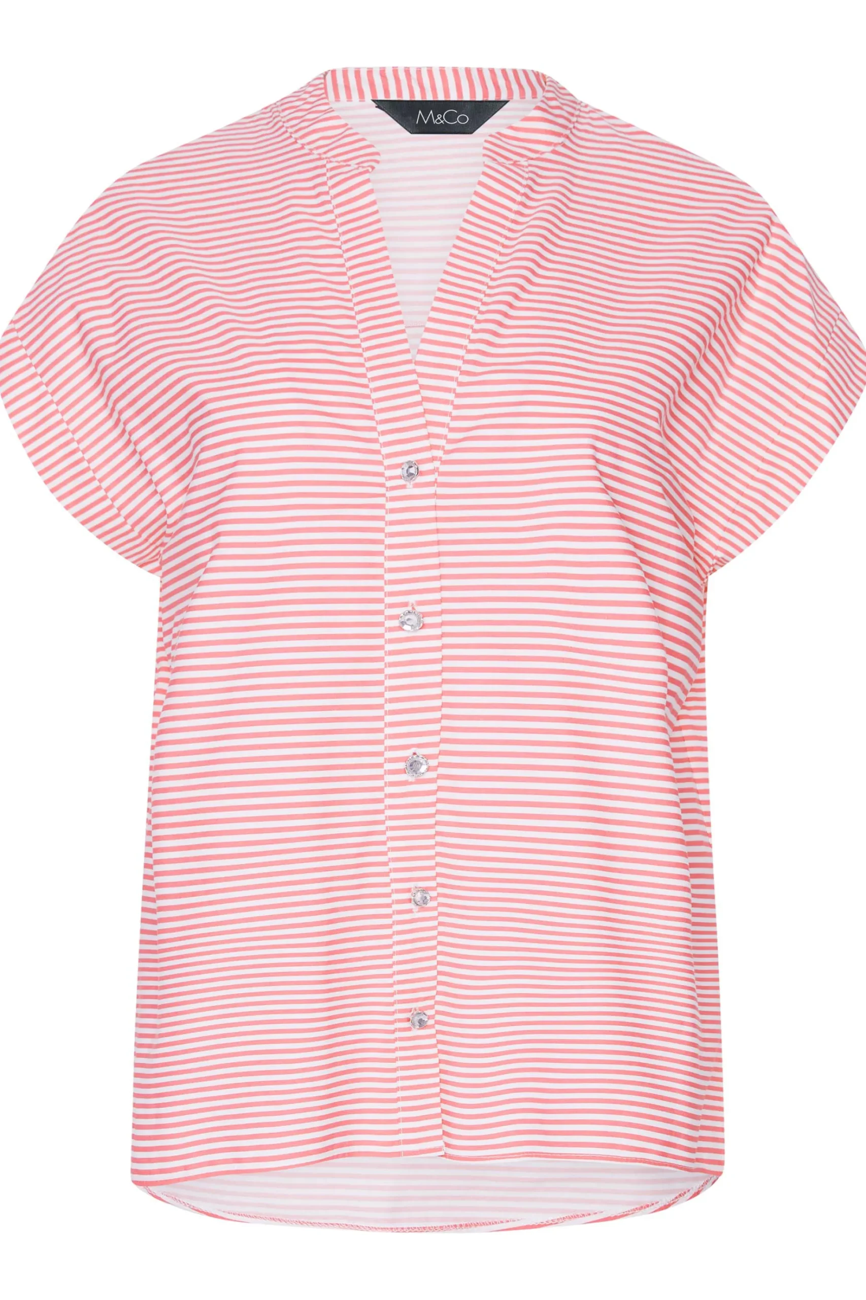M&Co Womens M&Co Pink Stripe Print Shirt