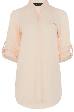 M&Co Womens M&Co Pink Tab Sleeve Blouse