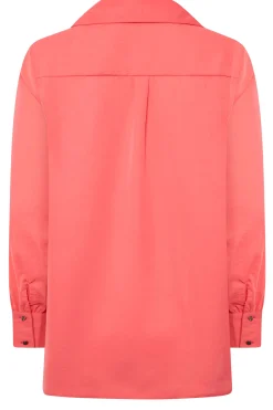M&Co Womens M&Co Pink V-Neck Collared Blouse