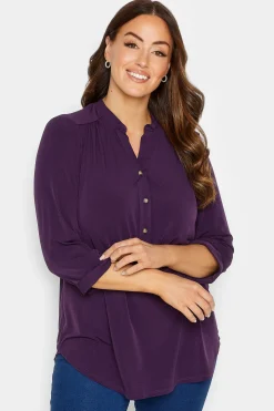 M&Co Womens M&Co Purple Half Placket Shirt