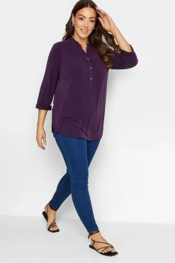M&Co Womens M&Co Purple Half Placket Shirt