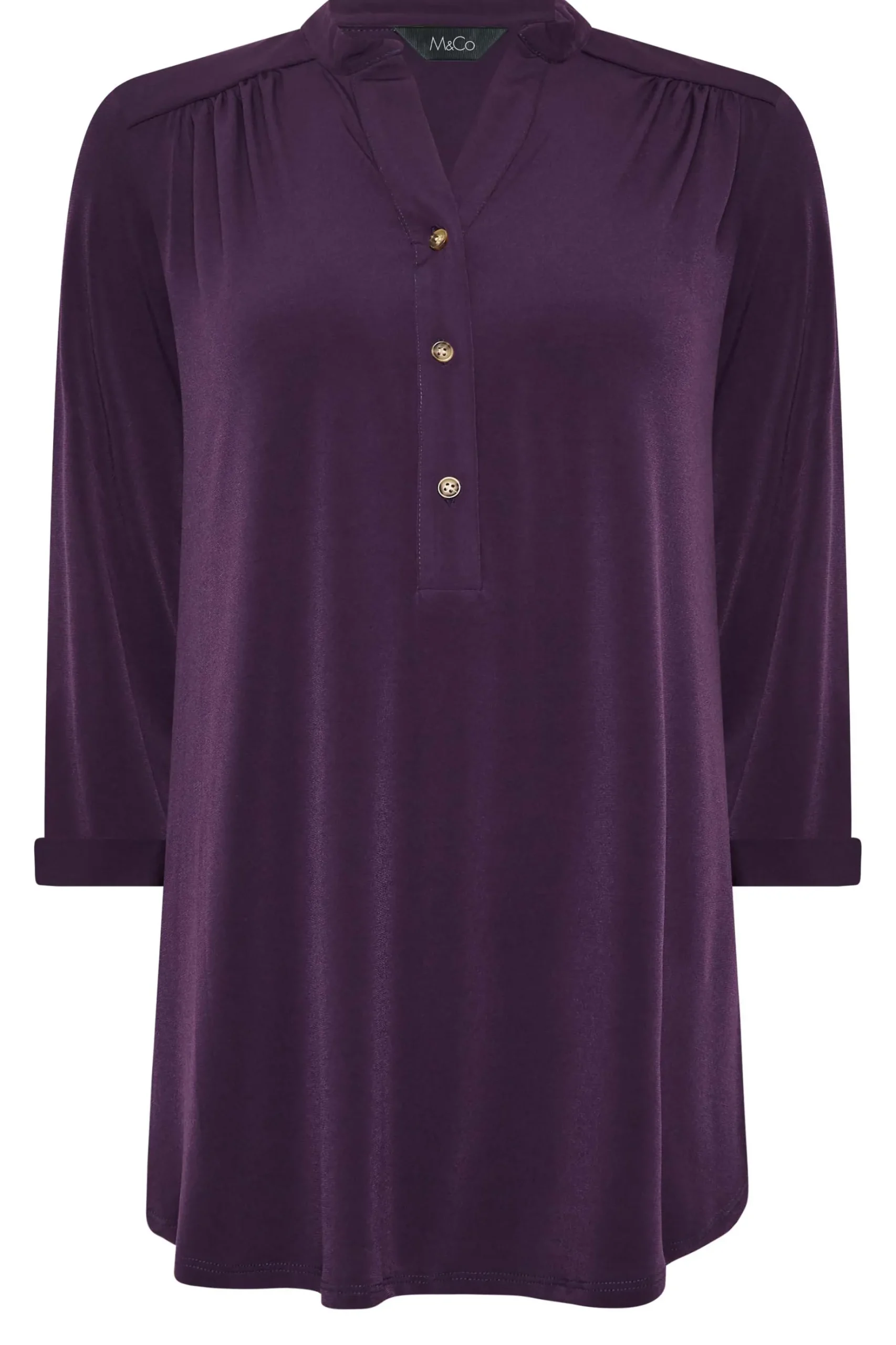 M&Co Womens M&Co Purple Half Placket Shirt
