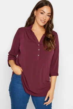 M&Co Womens M&Co Purple Half Placket Blouse