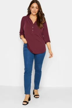 M&Co Womens M&Co Purple Half Placket Blouse