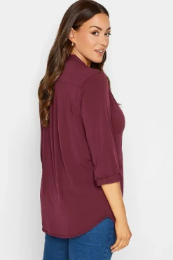 M&Co Womens M&Co Purple Half Placket Blouse