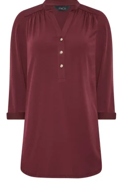 M&Co Womens M&Co Purple Half Placket Blouse