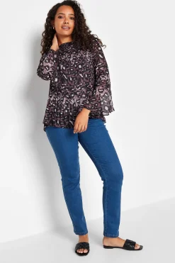 M&Co Womens M&Co Purple Leopard Print Pleat Blouse