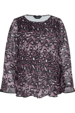 M&Co Womens M&Co Purple Leopard Print Pleat Blouse