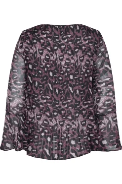 M&Co Womens M&Co Purple Leopard Print Pleat Blouse