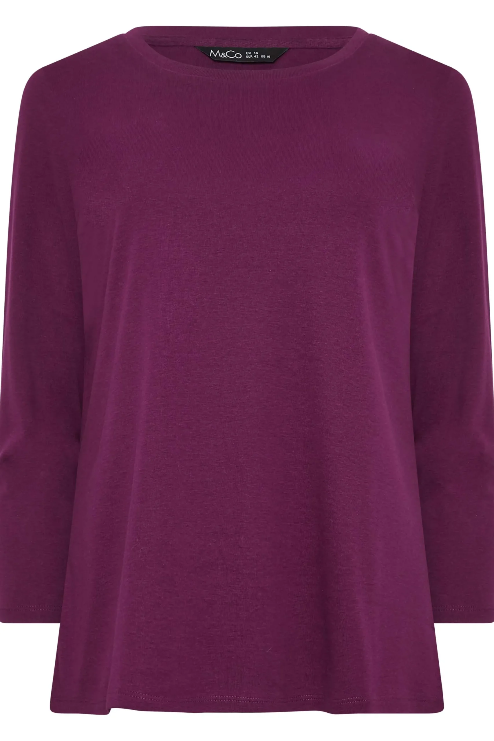 M&Co Womens M&Co Purple Long Sleeve Cotton Blend Top
