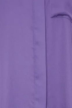 M&Co Womens M&Co Purple Satin Contrast Panel Shirt