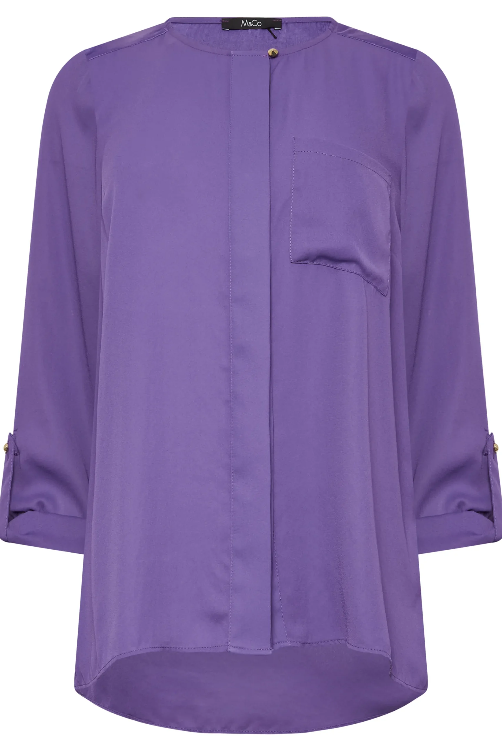 M&Co Womens M&Co Purple Satin Contrast Panel Shirt