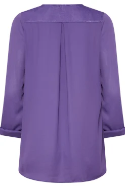 M&Co Womens M&Co Purple Satin Contrast Panel Shirt