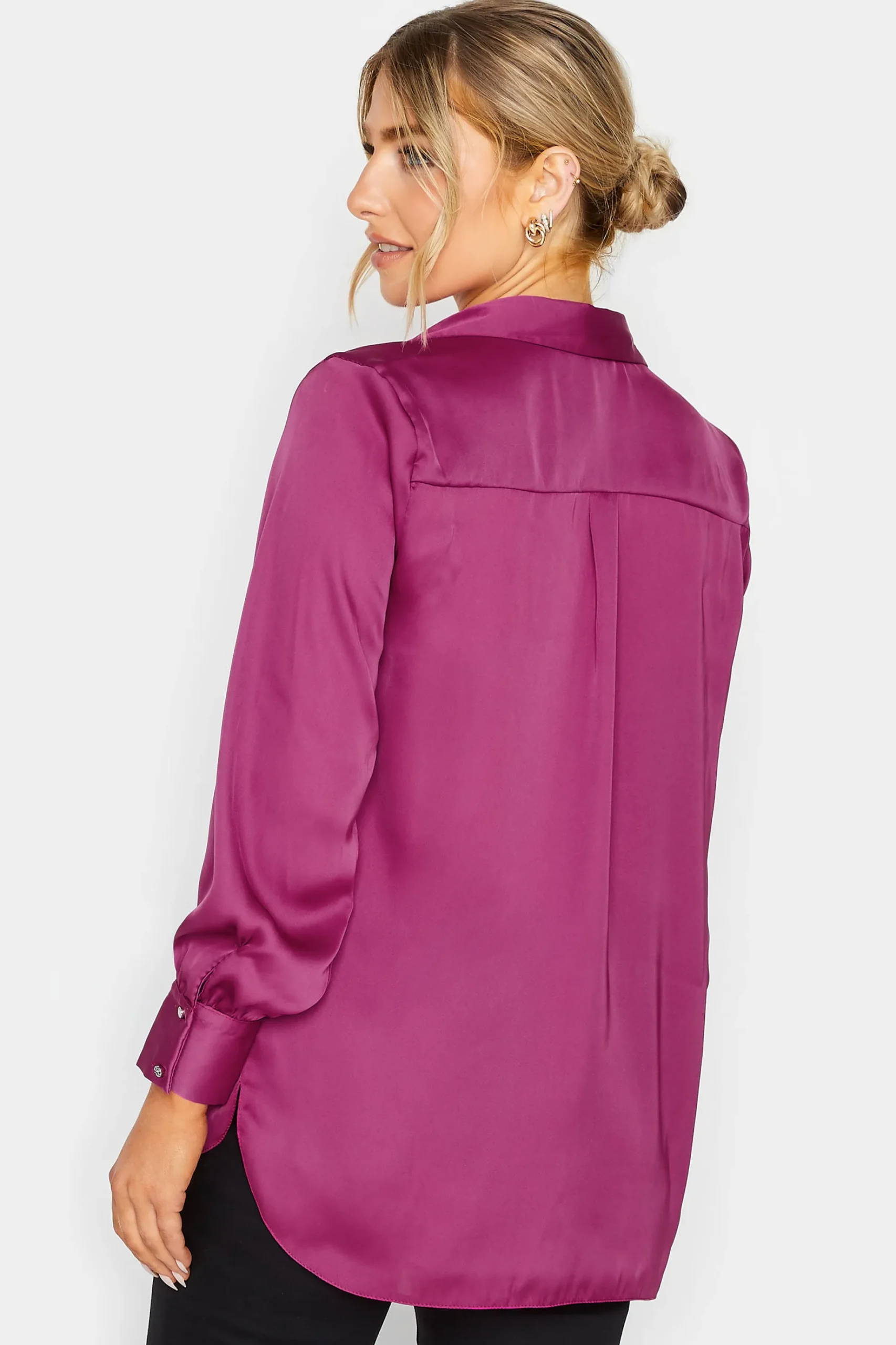 M&Co Womens M&Co Purple Satin V-Neck Blouse