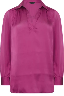 M&Co Womens M&Co Purple Satin V-Neck Blouse