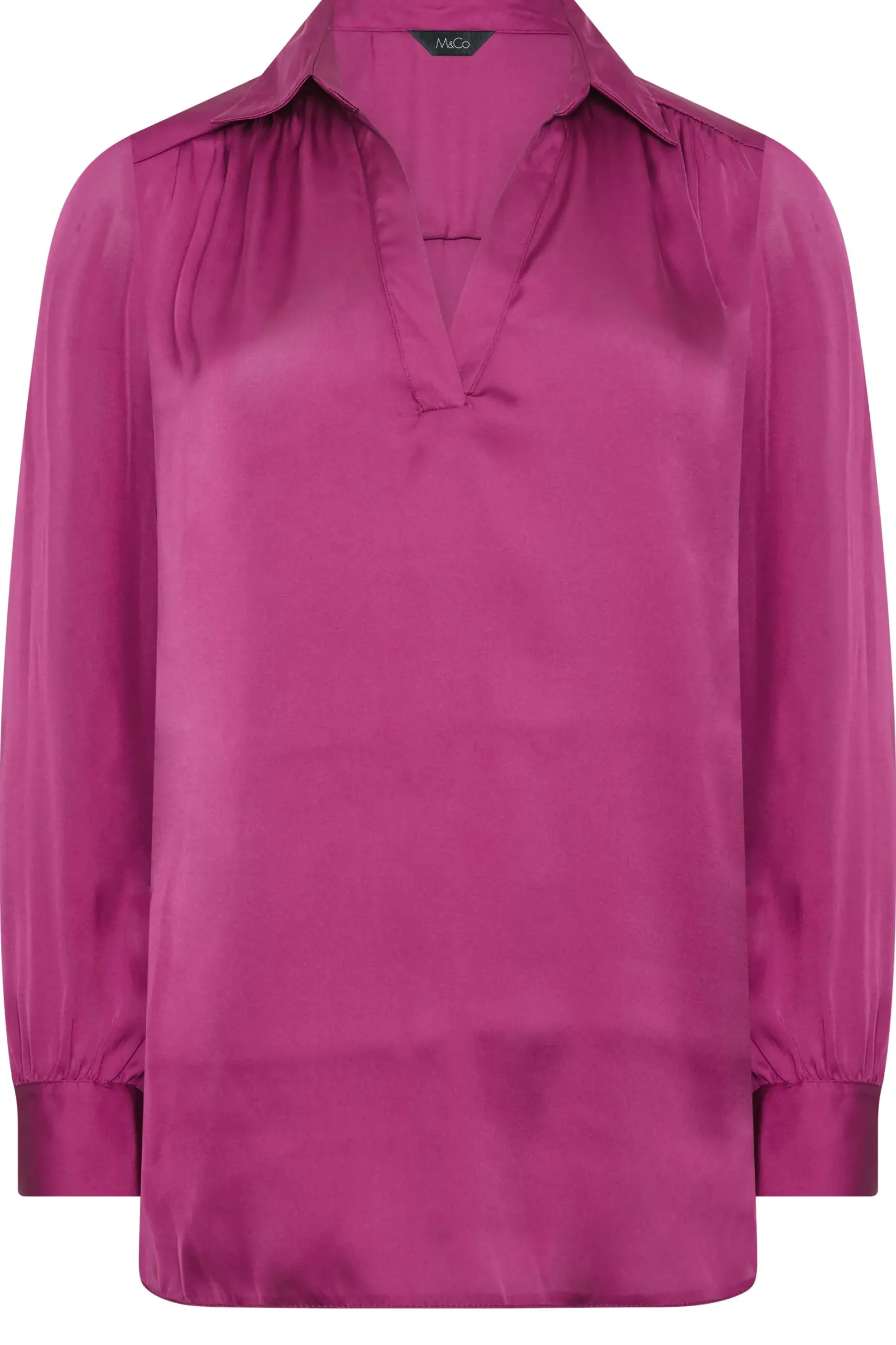 M&Co Womens M&Co Purple Satin V-Neck Blouse