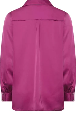 M&Co Womens M&Co Purple Satin V-Neck Blouse