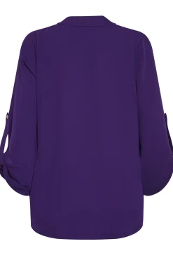 M&Co Womens M&Co Purple Statement Button Tab Sleeve Shirt