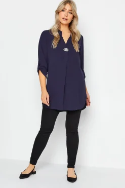 M&Co Womens M&Co Purple Statement Button Tab Sleeve Shirt