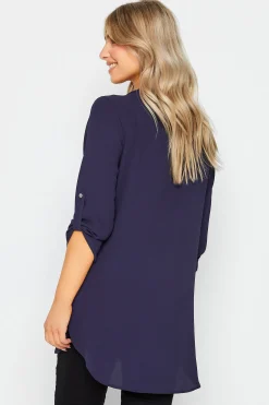 M&Co Womens M&Co Purple Statement Button Tab Sleeve Shirt