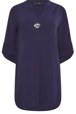 M&Co Womens M&Co Purple Statement Button Tab Sleeve Shirt