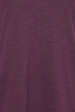 M&Co Womens M&Co Purple V-Neck Long Sleeve Cotton Blend T-Shirt