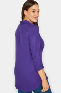 M&Co Womens M&Co Purple V-Neck Half Placket Shirt