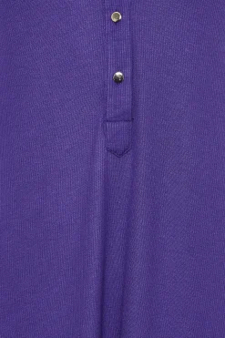 M&Co Womens M&Co Purple V-Neck Half Placket Shirt