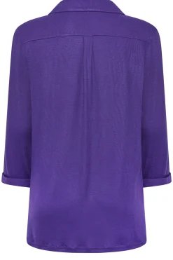 M&Co Womens M&Co Purple V-Neck Half Placket Shirt