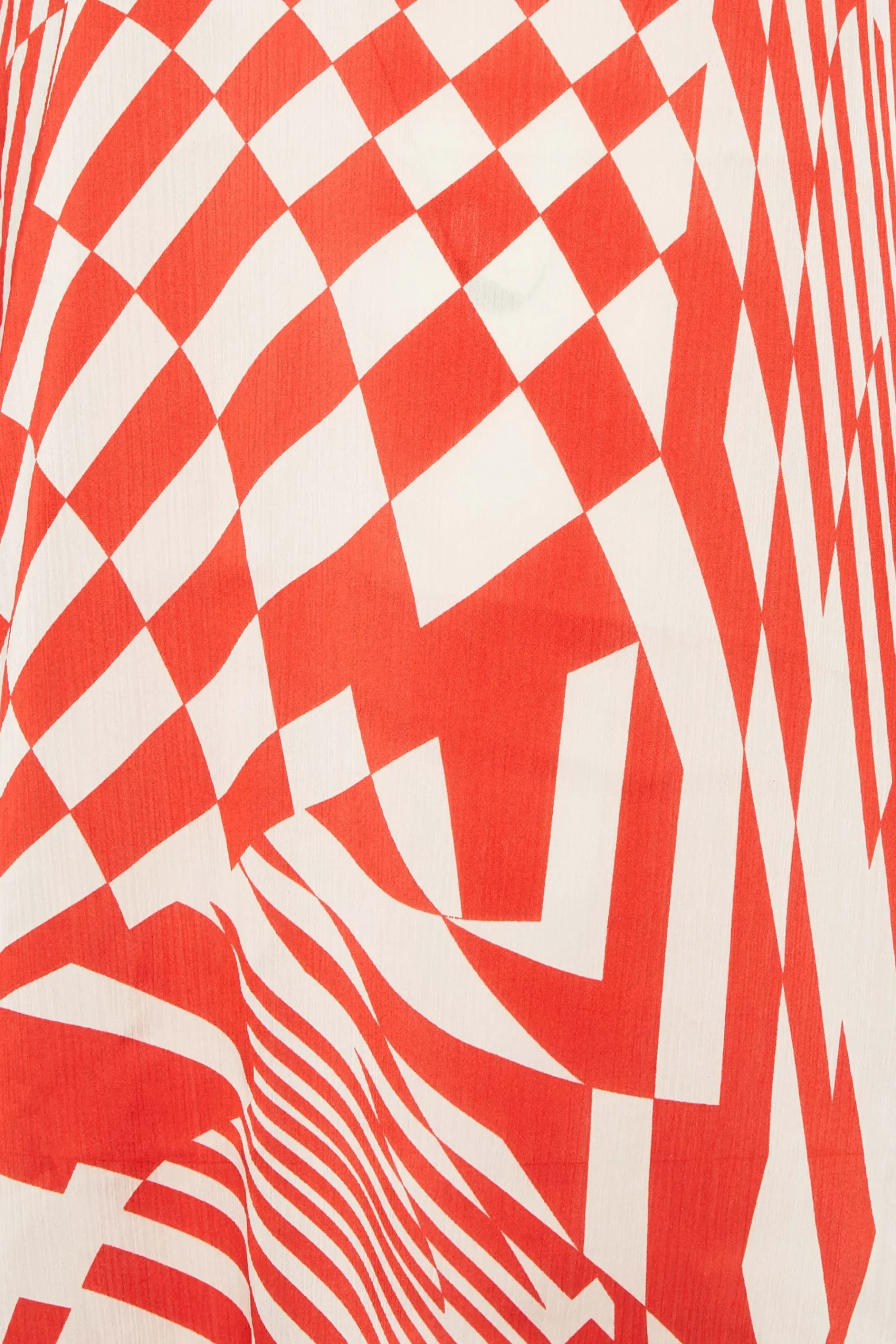 M&Co Womens M&Co Red & White Abstract Print High Neck Satin Blouse