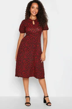 M&Co Womens M&Co Red Animal Print Keyhole Maxi Dress