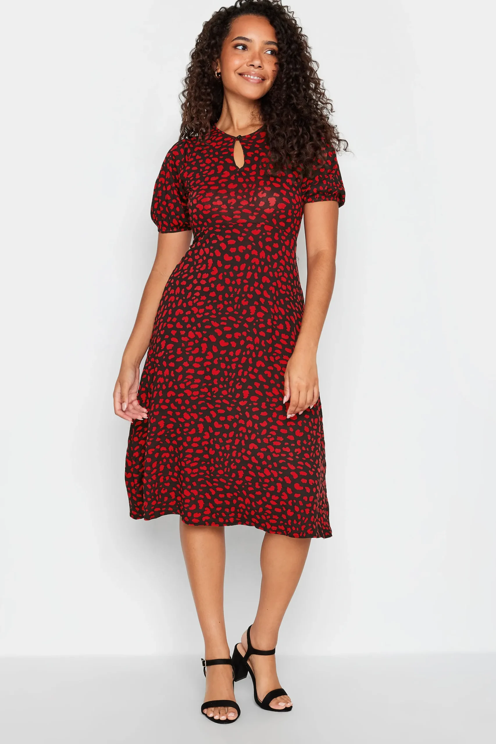 M&Co Womens M&Co Red Animal Print Keyhole Maxi Dress