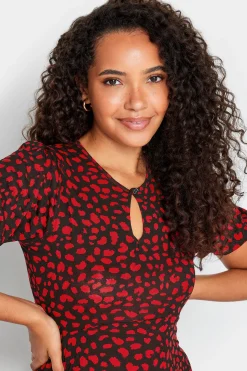 M&Co Womens M&Co Red Animal Print Keyhole Maxi Dress