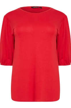 M&Co Womens M&Co Red Balloon Sleeve Top