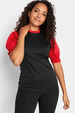 M&Co Womens M&Co Red Contrast Sleeve Blouse