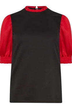 M&Co Womens M&Co Red Contrast Sleeve Blouse