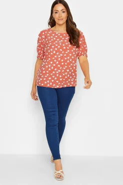 M&Co Womens M&Co Red Daisy Print Blouse