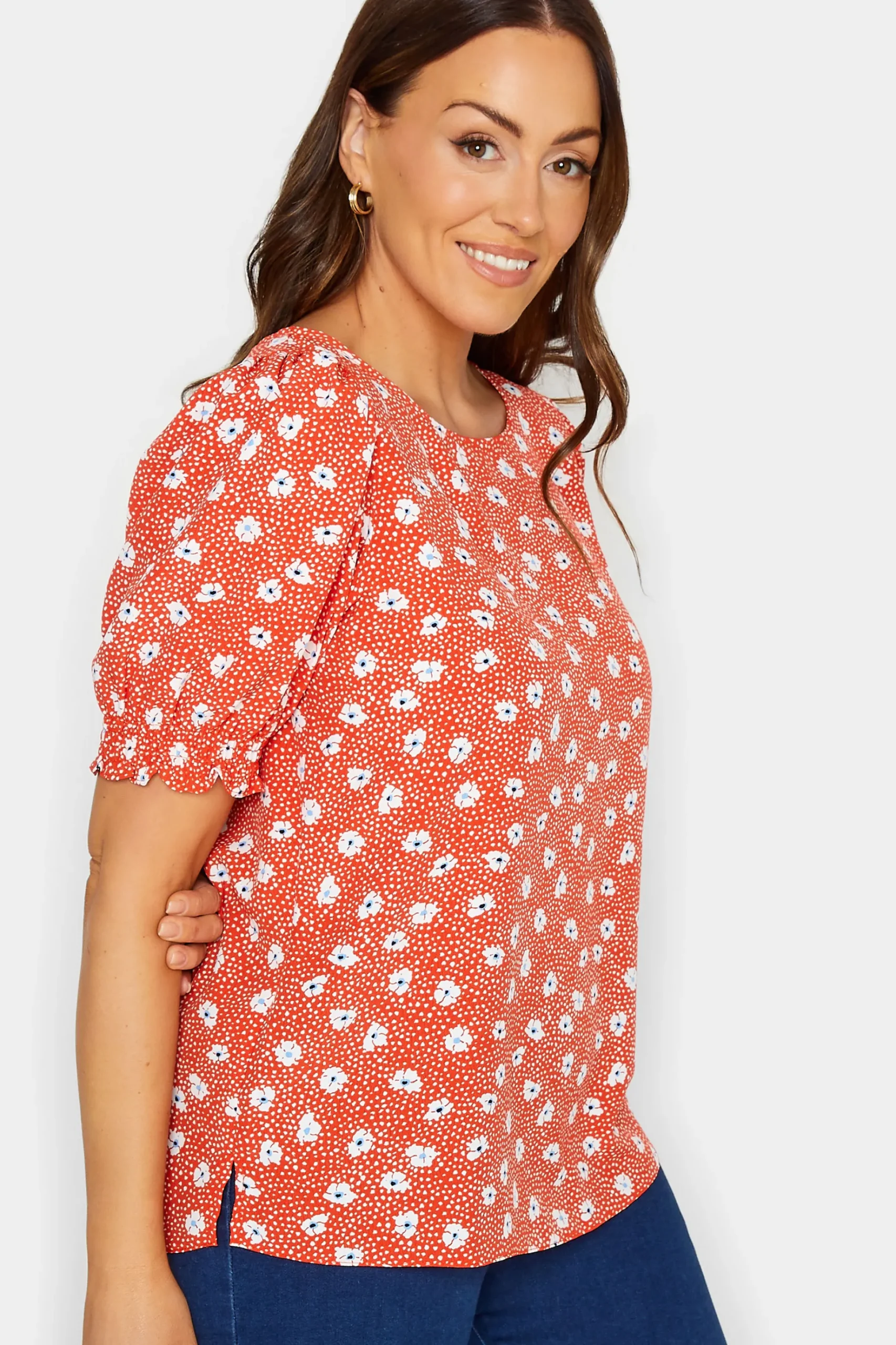 M&Co Womens M&Co Red Daisy Print Blouse