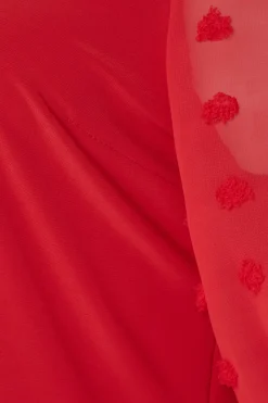M&Co Womens M&Co Red Dobby Sleeve Blouse