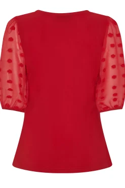 M&Co Womens M&Co Red Dobby Sleeve Blouse