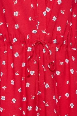 M&Co Womens M&Co Red Floral Print Tie Waist Tunic Shirt