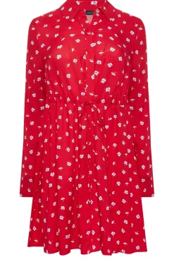 M&Co Womens M&Co Red Floral Print Tie Waist Tunic Shirt