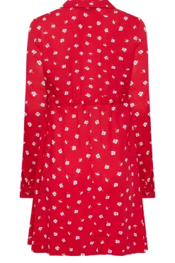 M&Co Womens M&Co Red Floral Print Tie Waist Tunic Shirt