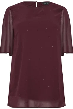 M&Co Womens M&Co Red Gem Detail Angel Sleeve Blouse
