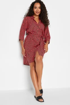 M&Co Womens M&Co Red Geometric Print Shirt Dress