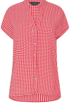 M&Co Womens M&Co Red Gingham Short Sleeve Shirt